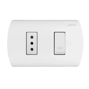 INTERRUPTOR EMBUTIDO 9/12 + ENCHUFE 10 AMPERES BLANCO ARIS MEC