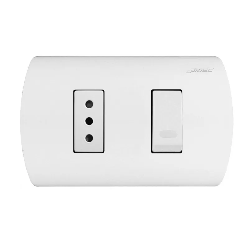 INTERRUPTOR EMBUTIDO 9/12 + ENCHUFE 10 AMPERES BLANCO ARIS MEC