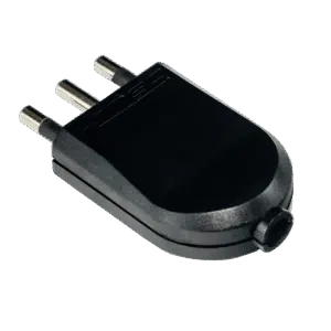 ENCHUFE MACHO CONVERTIBLE 2 PIEZAS S/RECTA C/T 10A 2P+T NEGRO MEC