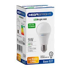 AMPOLLETA LED A60 9W E27 LUZ CALIDA (3000K) MEGABRIGHT