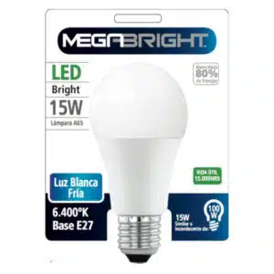AMPOLLETA LED A65 15W E27 LUZ FRIA (6400K) MEGABRIGHT