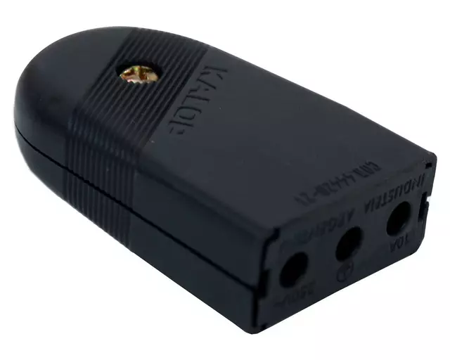 ENCHUFE HEMBRA SUPER 2 BUJES + TIERRA NEGRO KALOP