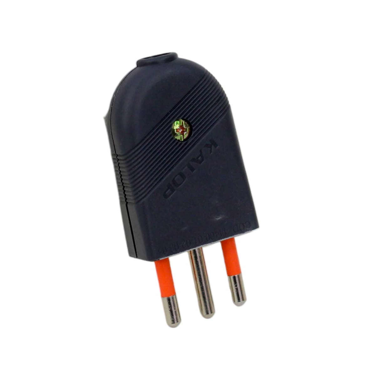 ENCHUFE MACHO SUPER 2 PERNOS + TIERRA NEGRO KALOP