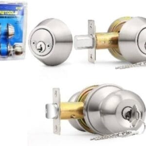 KIT CERRADURA DE ACCESO POMO Y CERROJO ( CON LLAVE)